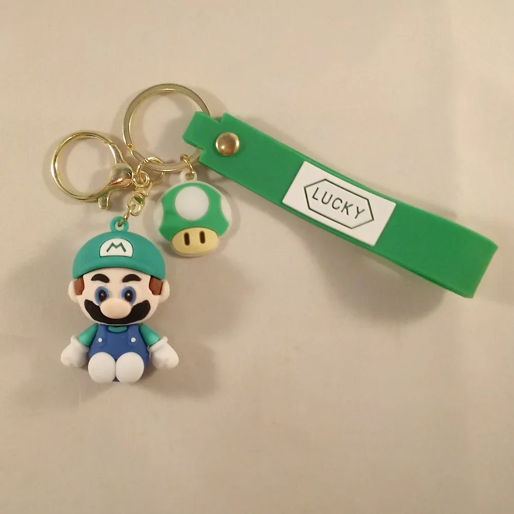 Super Mario Luigi Super Mushroom Key Chain Key Ring Nintendo Figurine Keychain